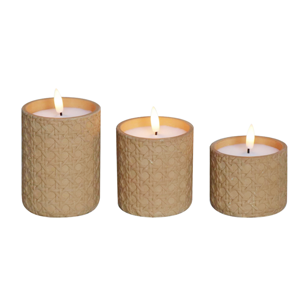 Humantong makatotohanang apoy baterya semento 3D wick candle
