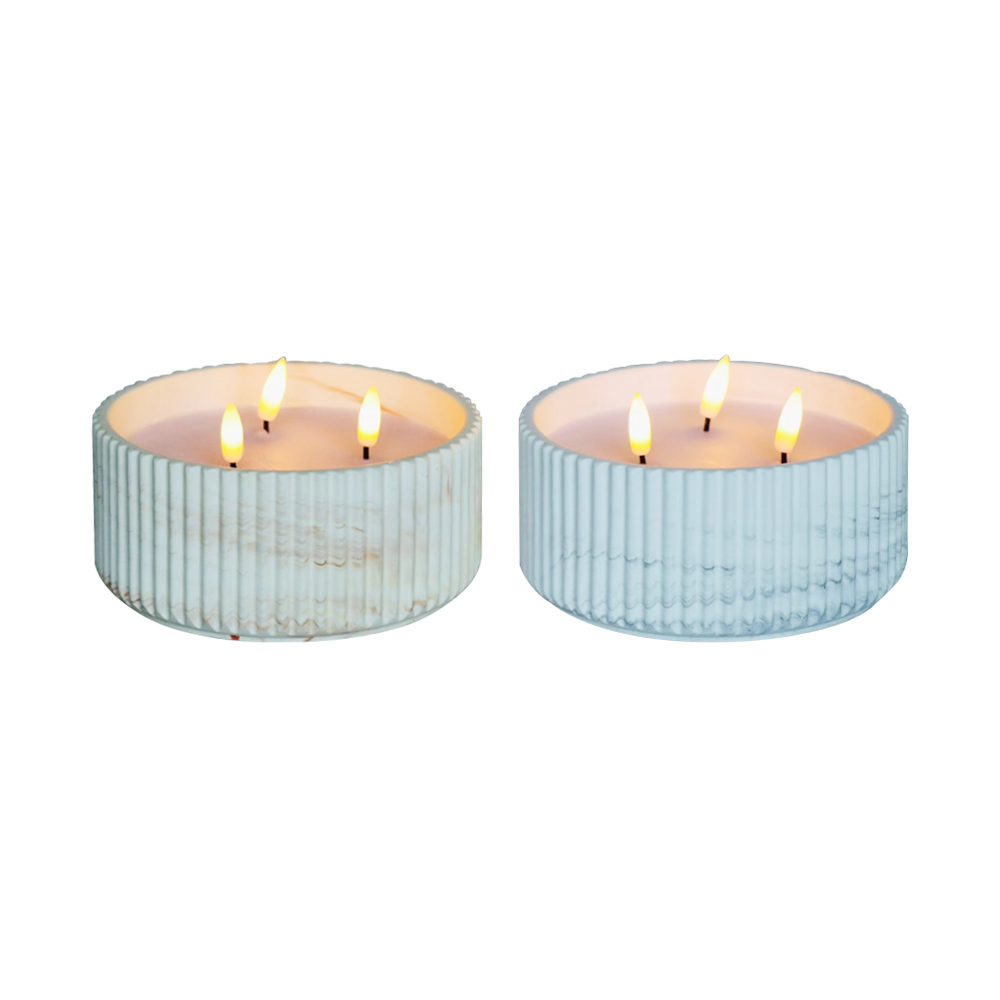 LED CEMENT 3D WICK CANDLE na may hard stripe surface