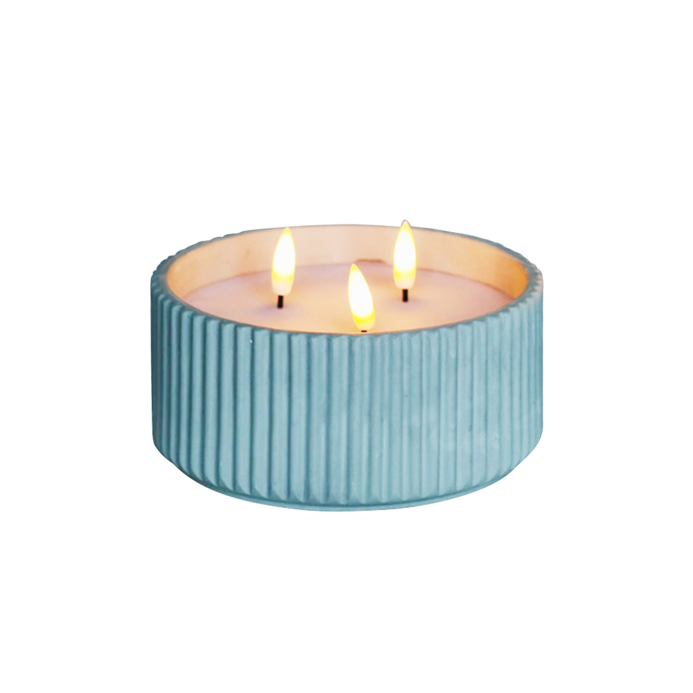LED CEMENT 3D WICK CANDLE na may hard stripe surface