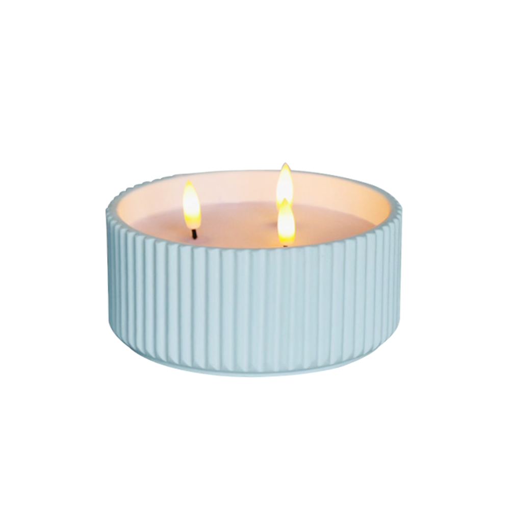 LED CEMENT 3D WICK CANDLE na may hard stripe surface