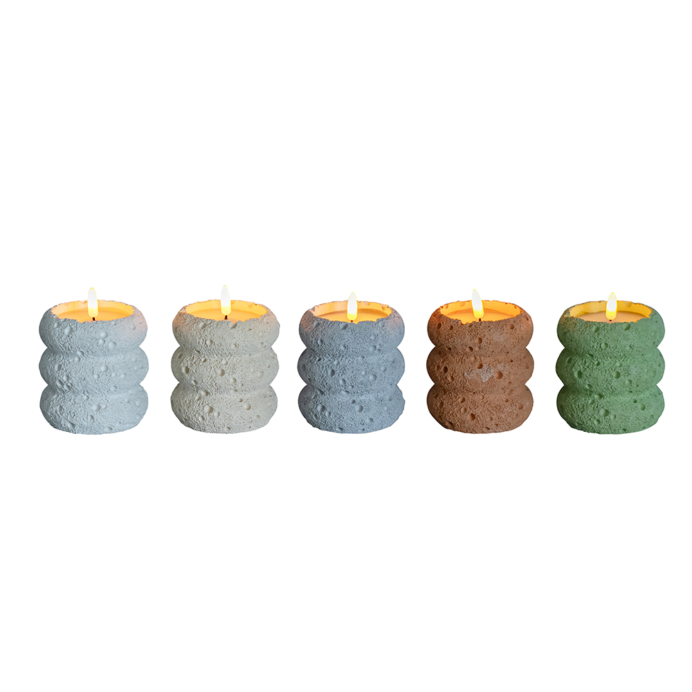 LED 3D semento flickering flameless candle na may remote at timer