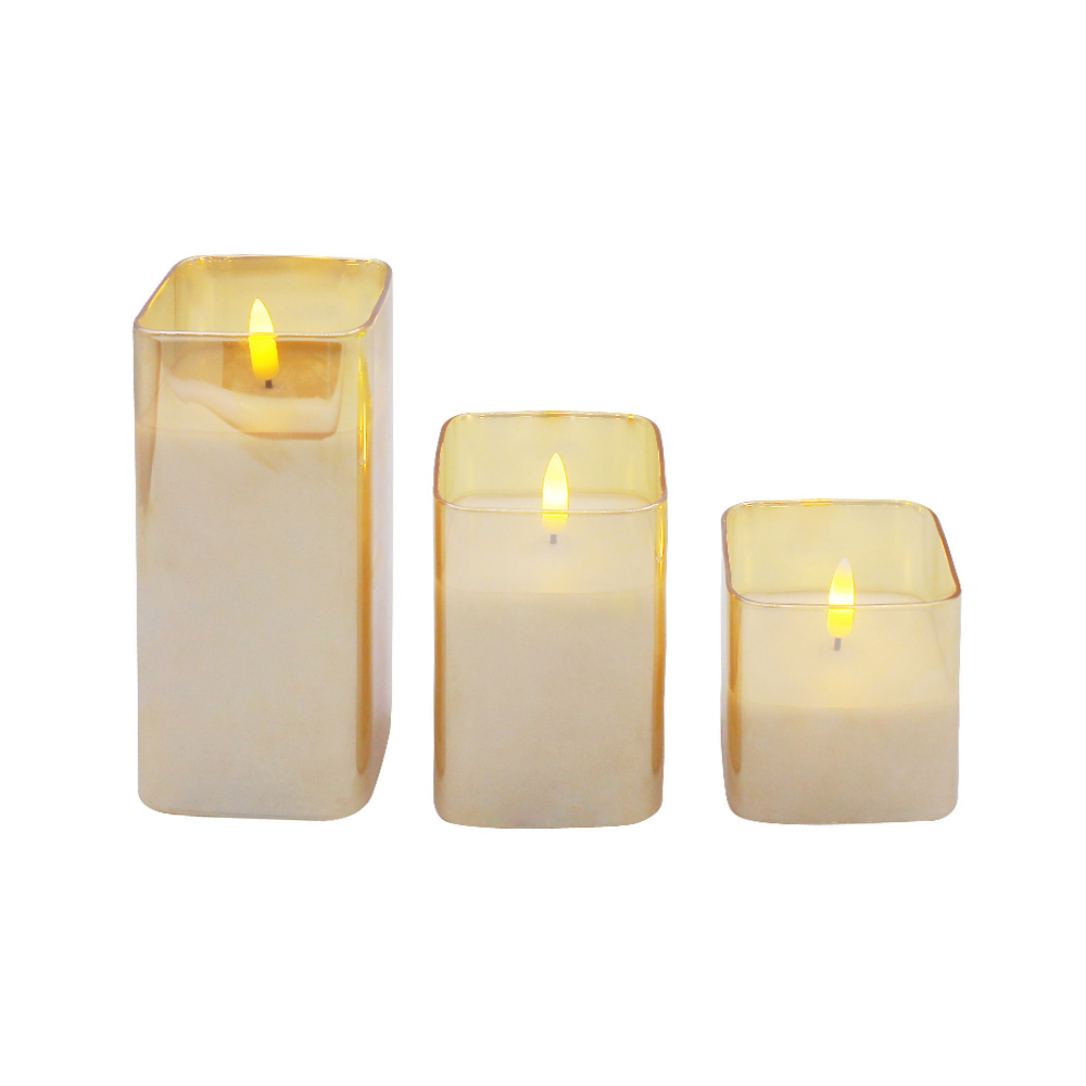 Glass Tube 3D Wick Led Pillar Candle Lamp